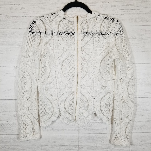 BLASHE Lace Long Sleeve Scallop Top Size Medium - Picture 6 of 6